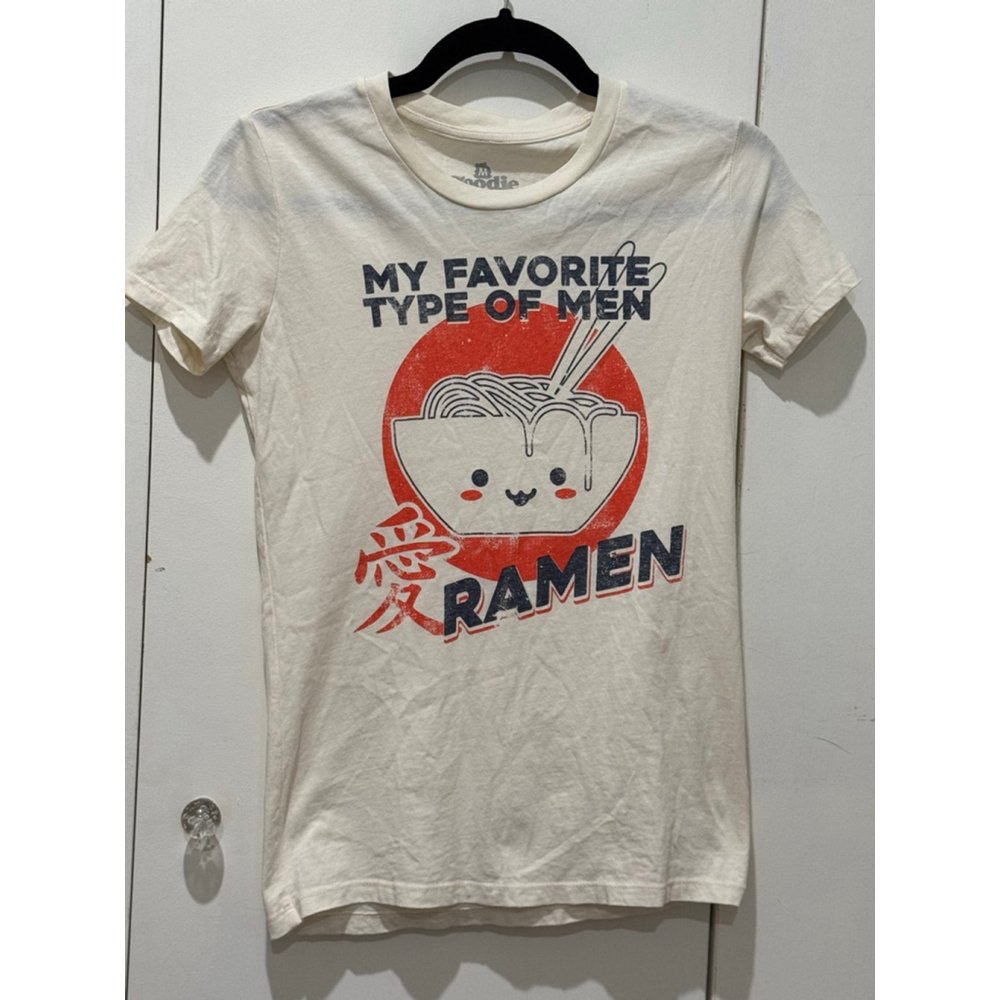 Women's Goodie Two Sleeves “Ramen” Graphic T-Shirt Cream/Red Size M